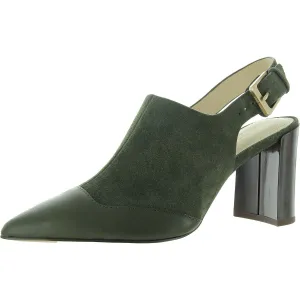 Womens Mixed Media Leather Slingback Heels