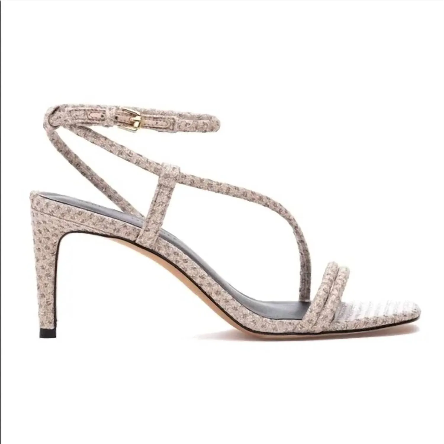 Women's Nanine Sparkle Mesh Ankle Strap Heels In Metallic Nude Sparkle Mesh