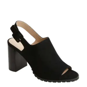 Women's Ode Slingback Heel In Black Kid Suede