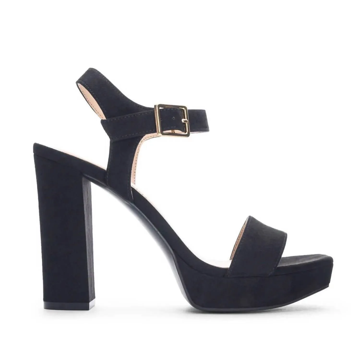 Women's Open Toe Strap Chunky Heels In Black