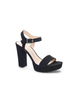 Women's Open Toe Strap Chunky Heels In Black