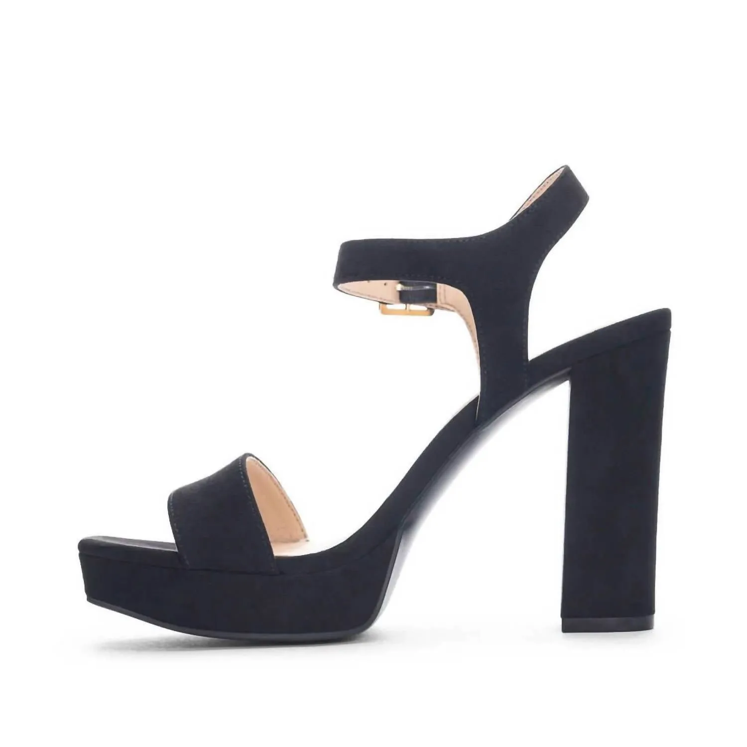 Women's Open Toe Strap Chunky Heels In Black