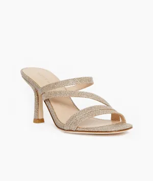 Women's Ostin Strappy High Heeled Sandal In Platinum Gold Metallic Textile