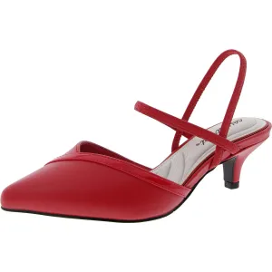 Womens Padded Insole Faux Leather Kitten Heels