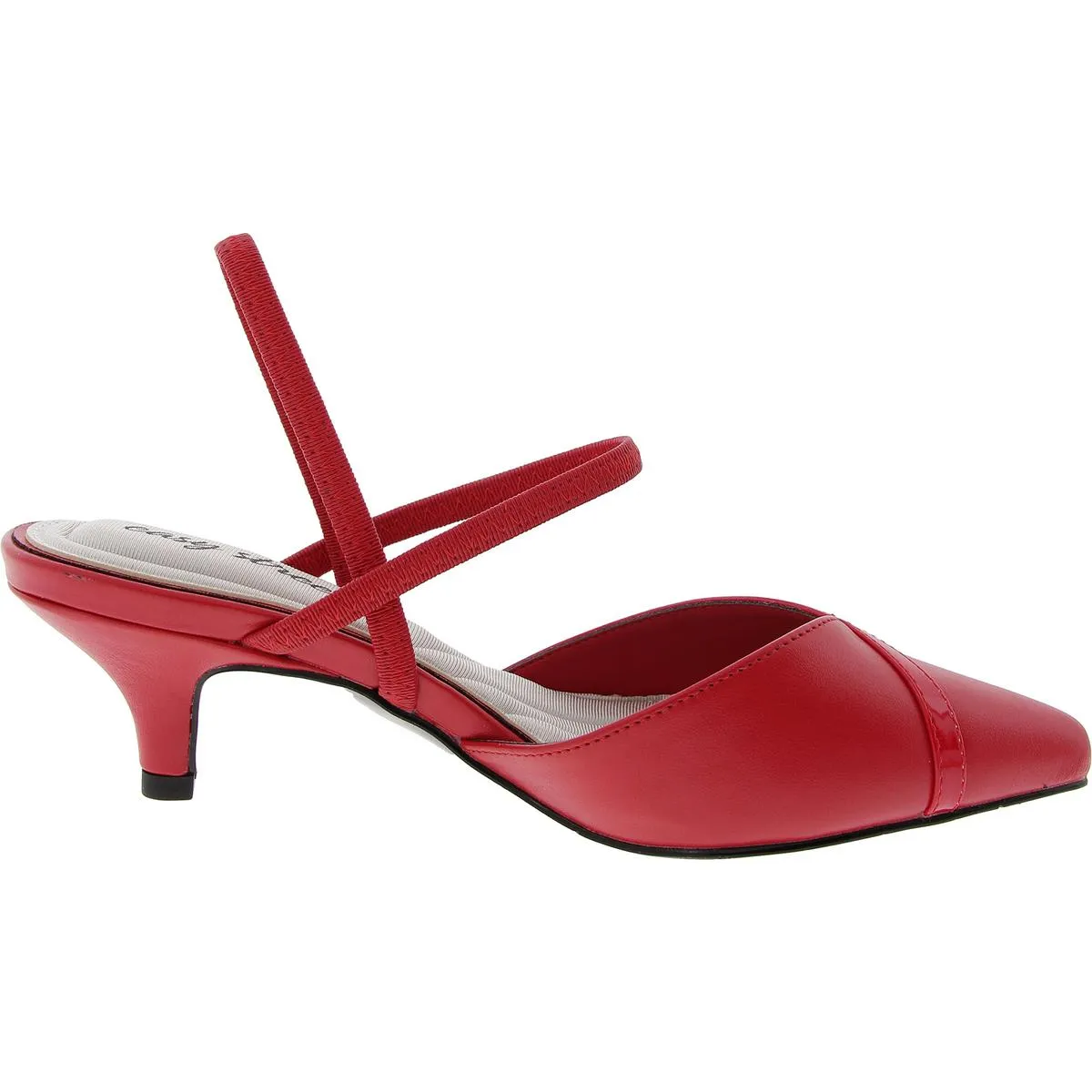 Womens Padded Insole Faux Leather Kitten Heels
