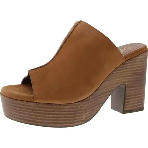 Womens Padded Insole Leather Block Heels