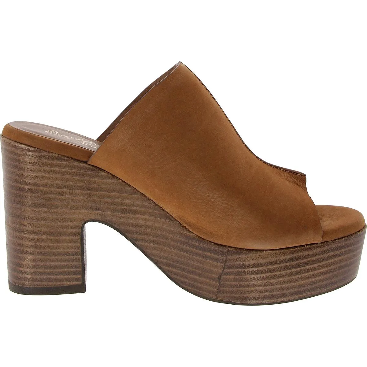 Womens Padded Insole Leather Block Heels