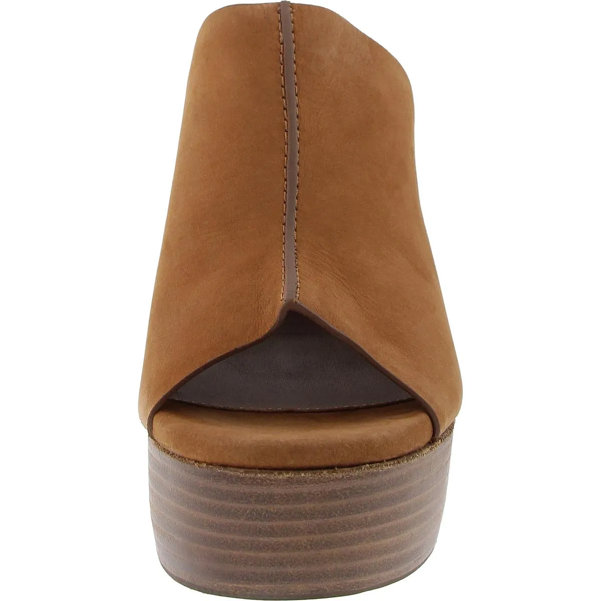 Womens Padded Insole Leather Block Heels