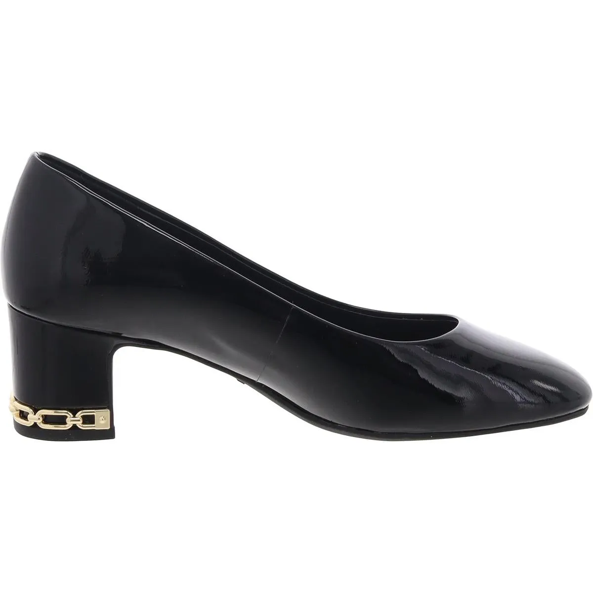 Womens Padded Insole Leather Block Heels