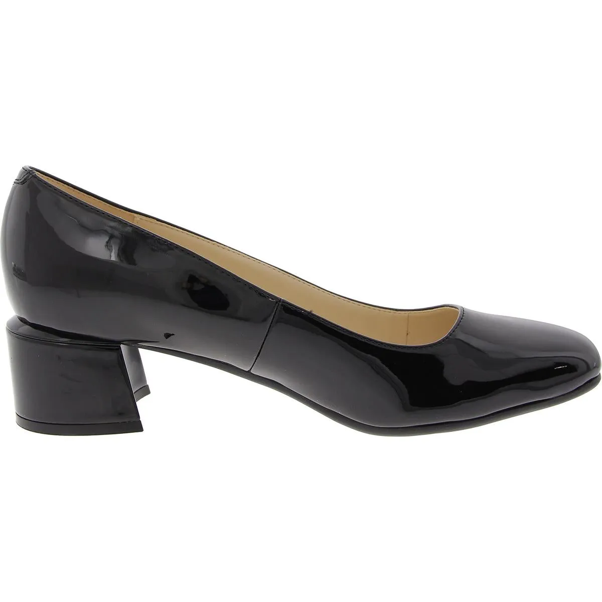 Womens Padded Insole Patent Block Heels