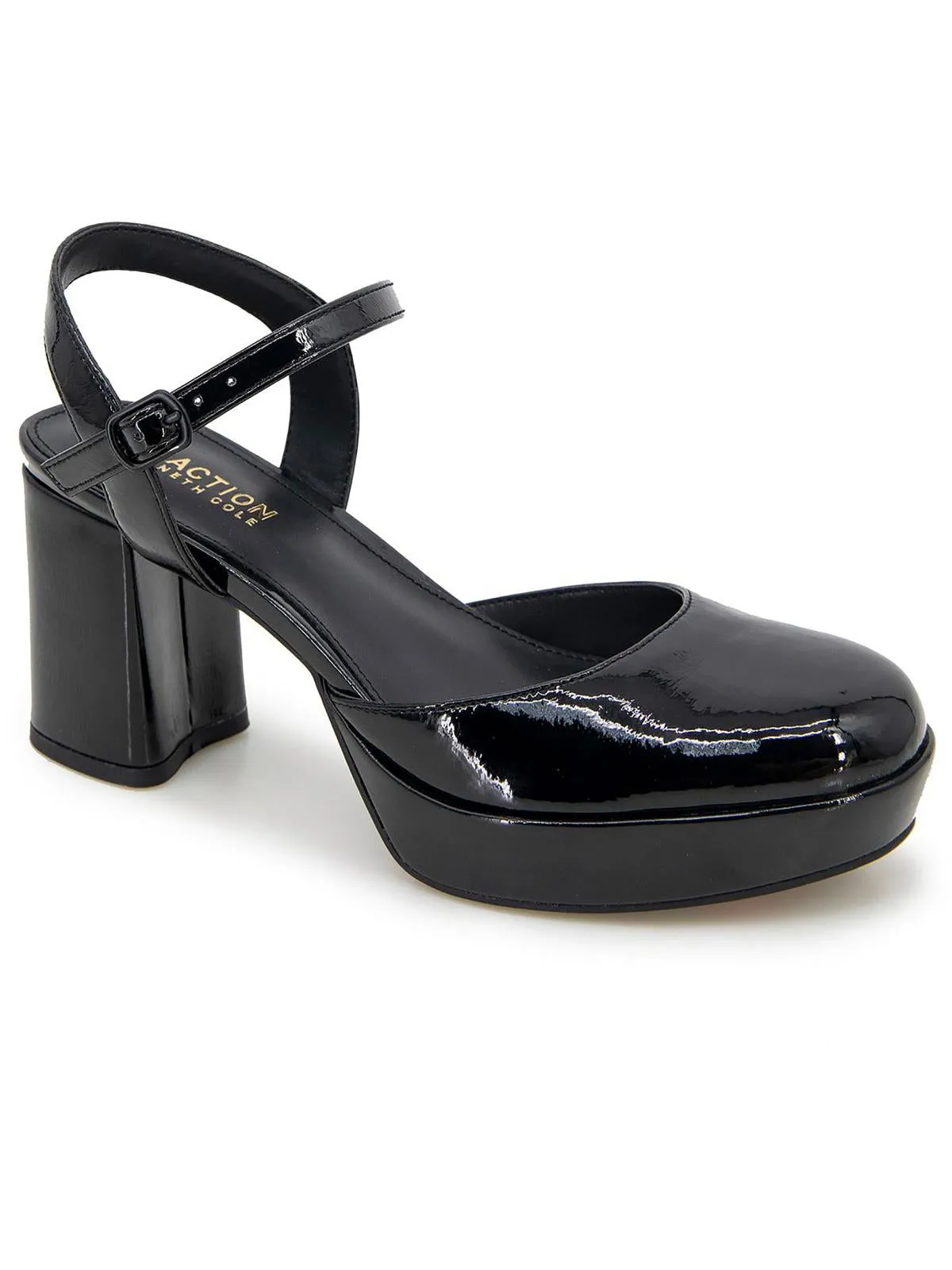 Womens Patent Ankle Strap Slingback Heels