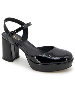 Womens Patent Ankle Strap Slingback Heels