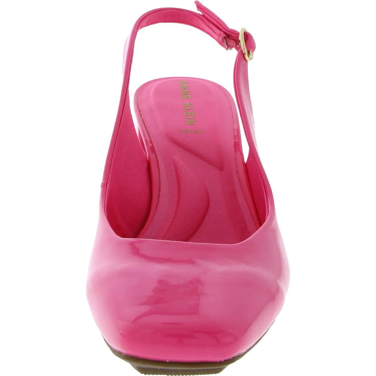 Womens Patent Square Toe Slingback Heels