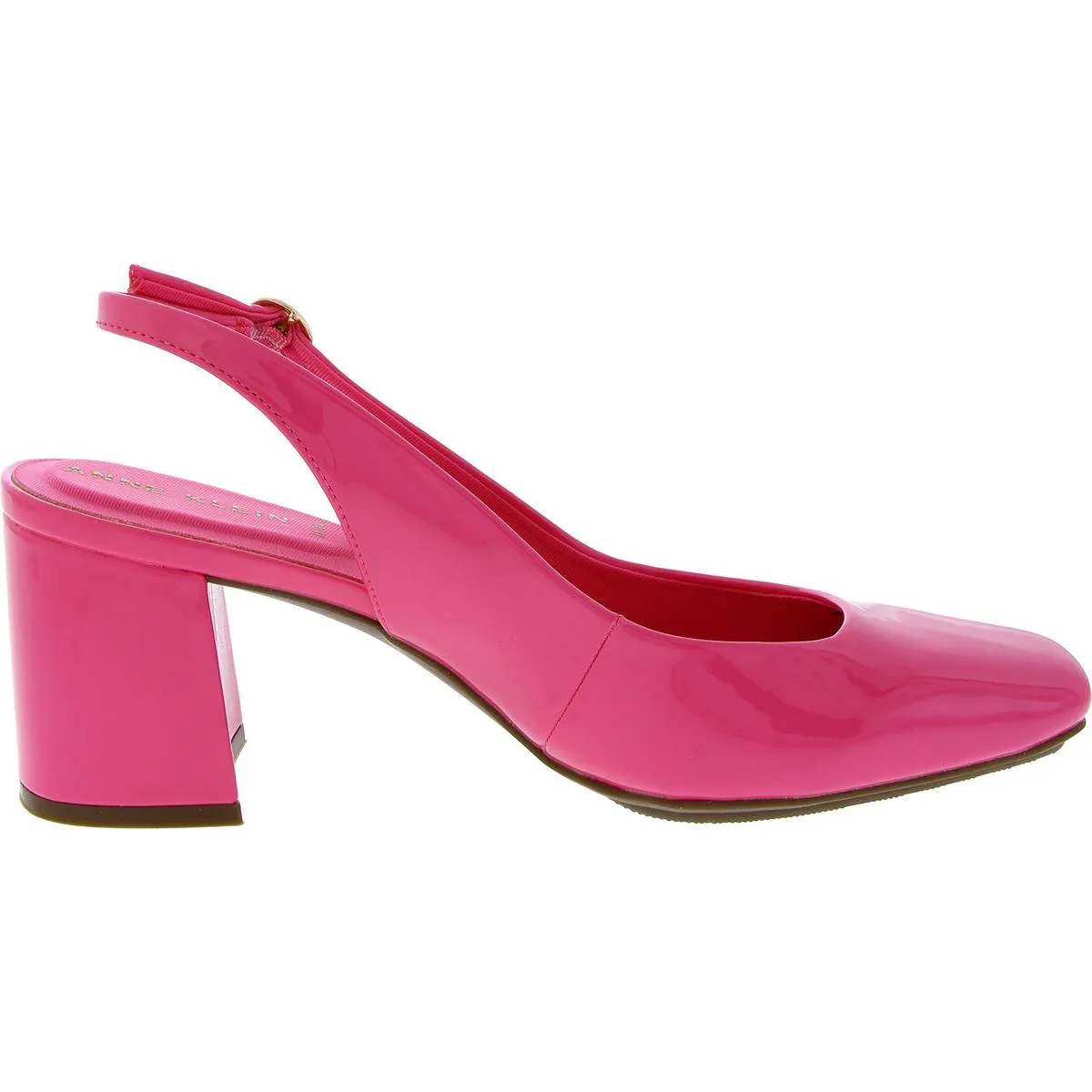 Womens Patent Square Toe Slingback Heels