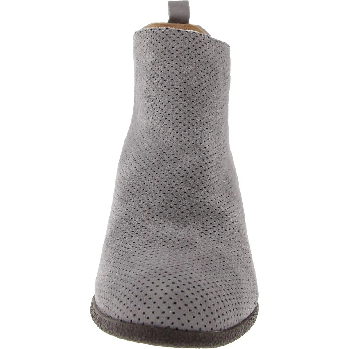Womens Perforated Faux Suede Booties