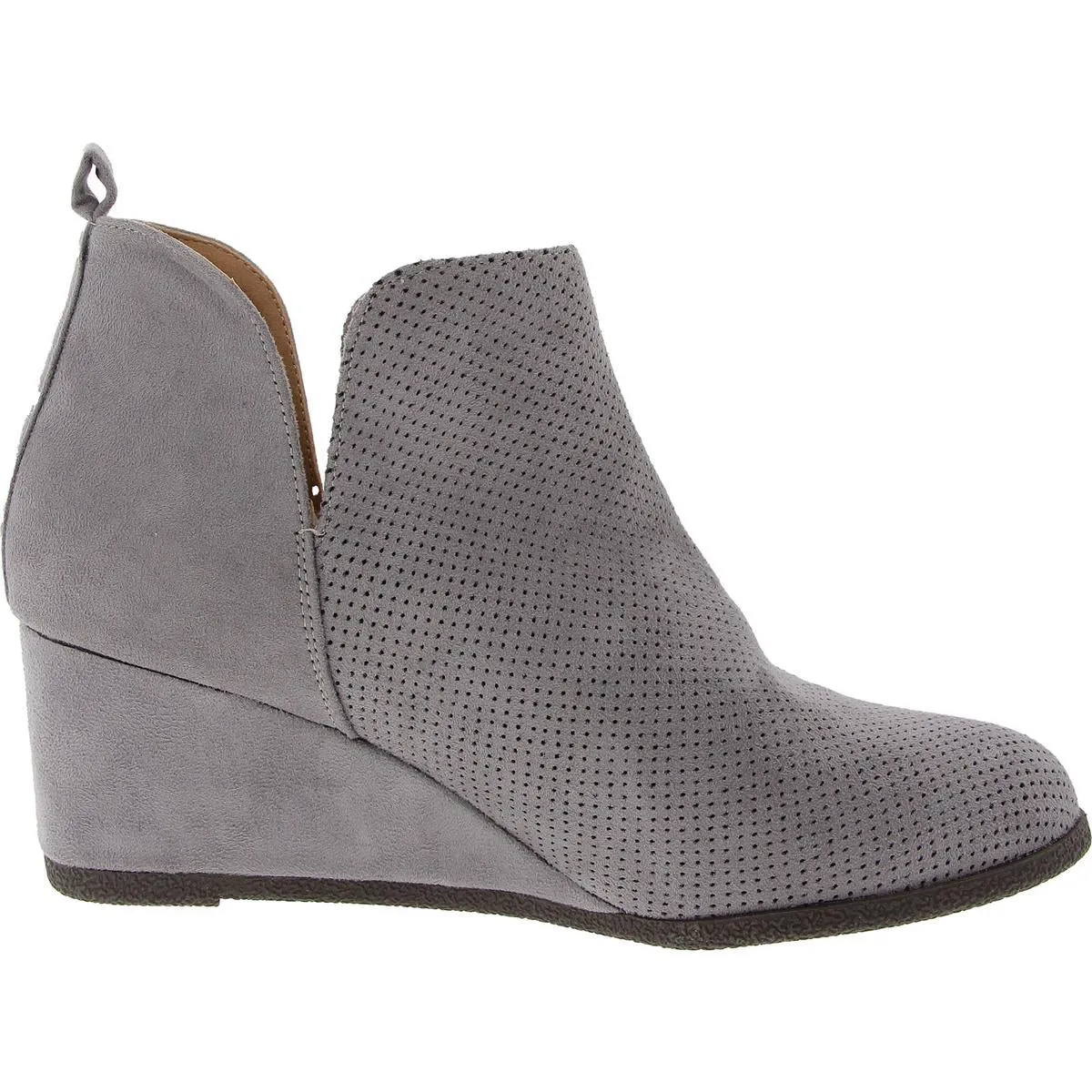 Womens Perforated Faux Suede Booties