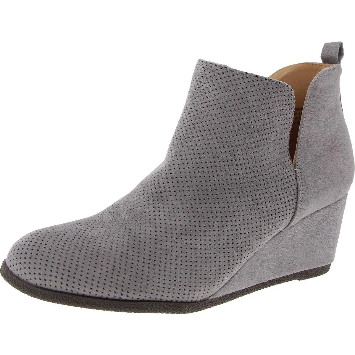 Womens Perforated Faux Suede Booties