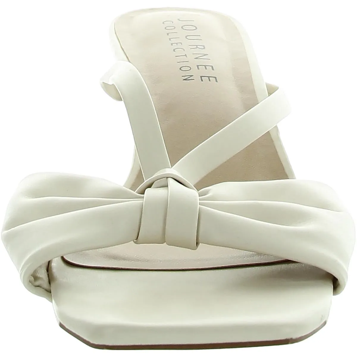 Womens Pleated Faux Leather Slide