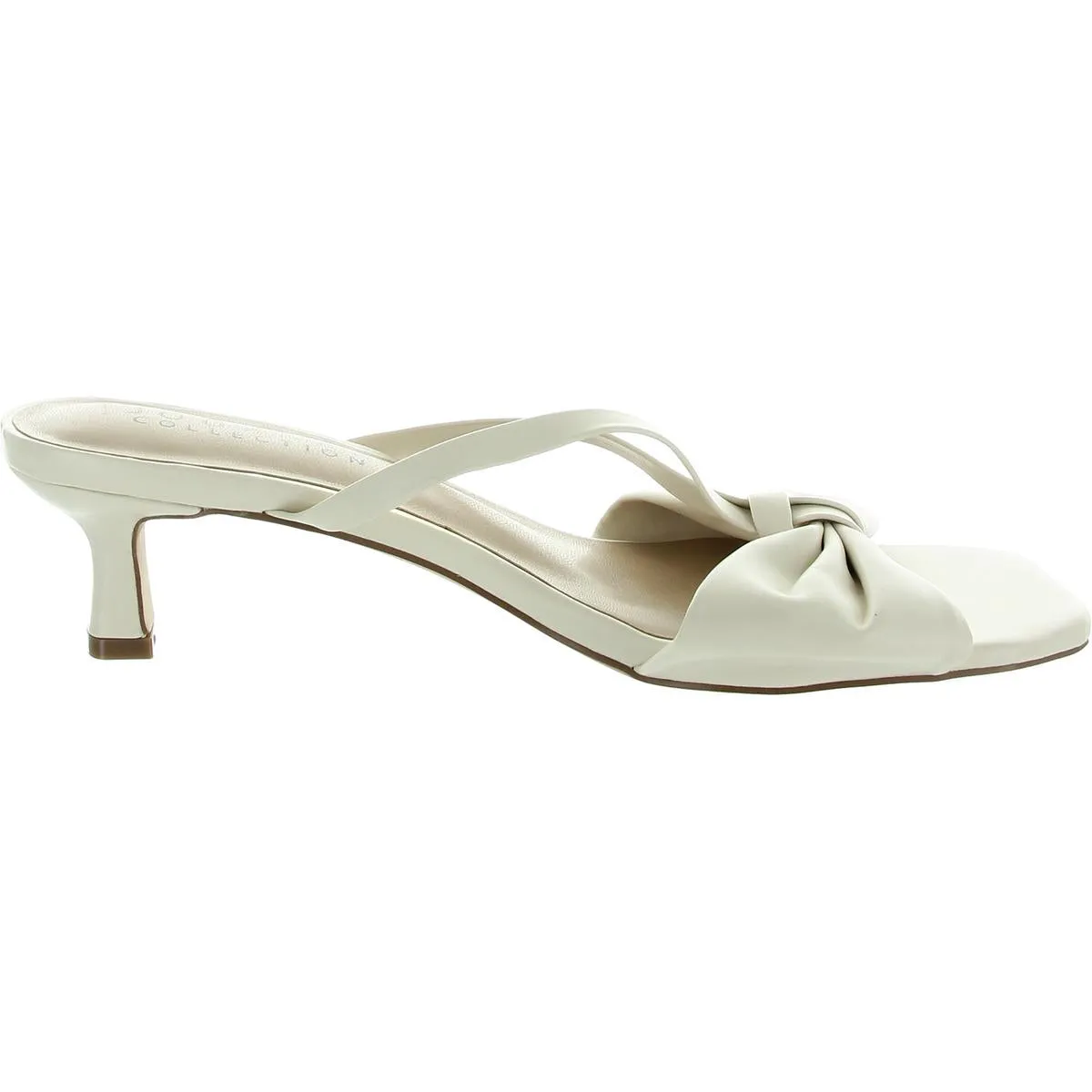 Womens Pleated Faux Leather Slide