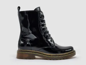 Women's Premium Mid Patent Leather Boots In Black