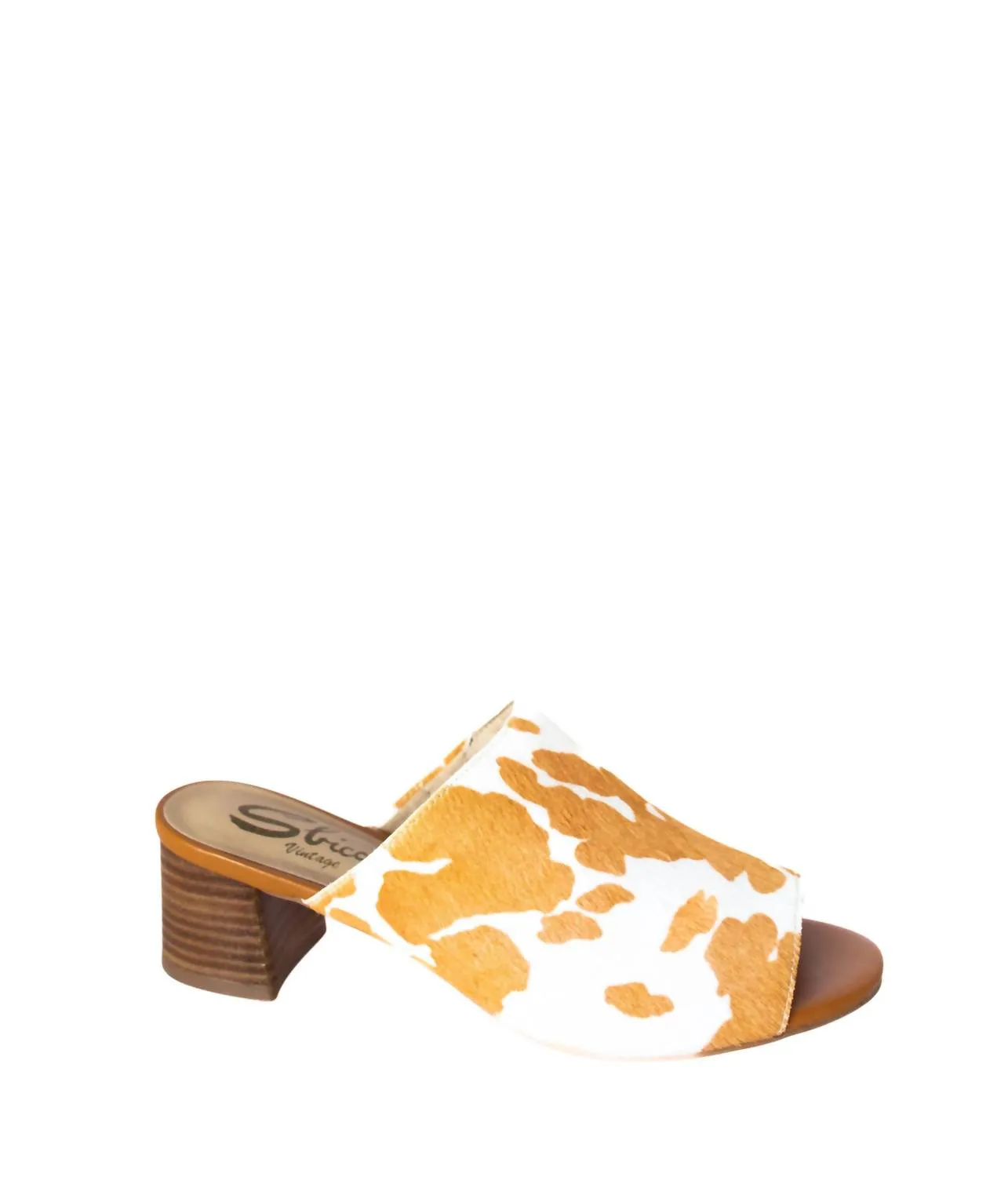 Women's Richwood Peeptoe Cowhide Slide In Tan And White