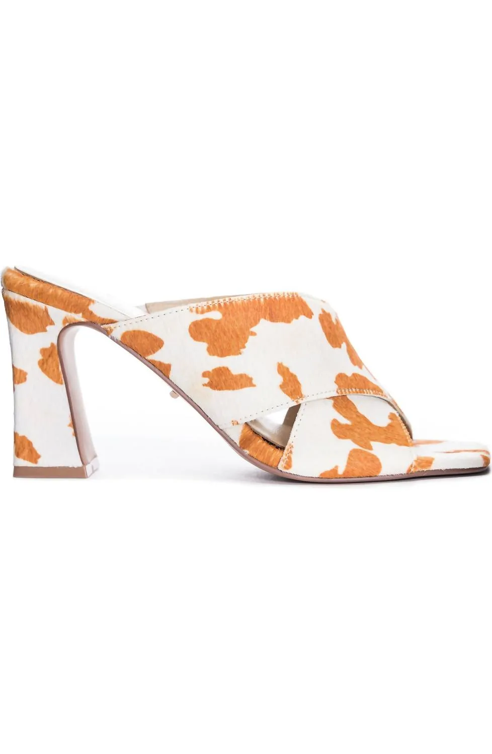 Women's Saldana Slide Heeled Sandal In Cognac Multi Calf Hair