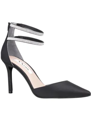 Womens Satin Cushioned Footbed Pumps