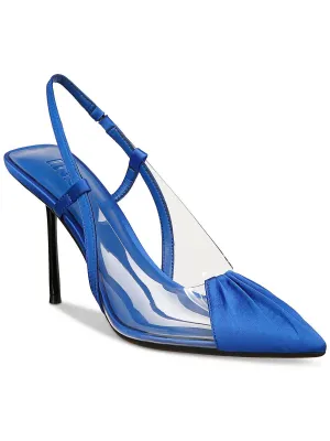 Womens Satin Pointed Toe Slingback Heels