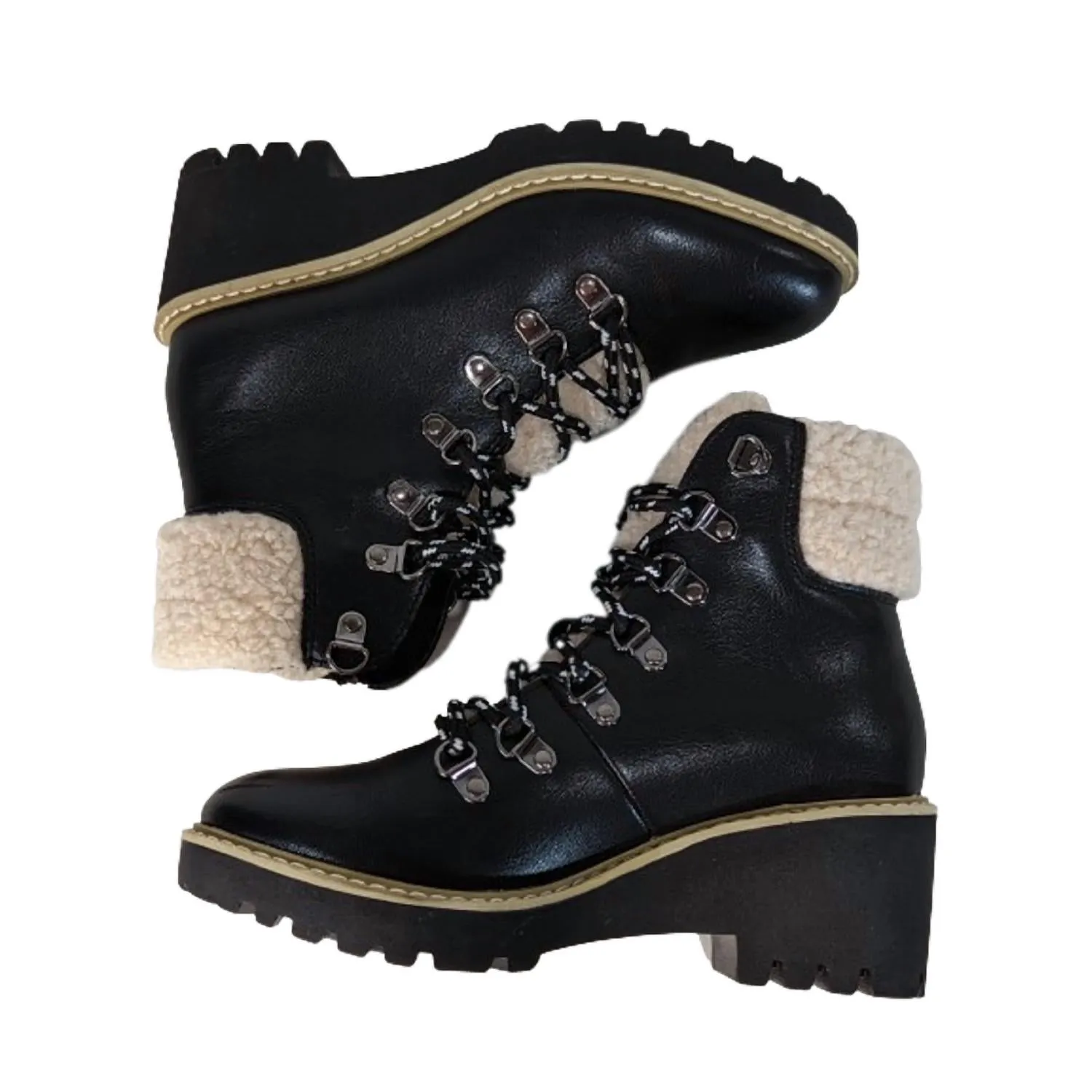 Women's Sherpa Wedge Boots In Black