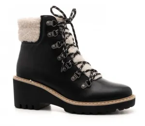 Women's Sherpa Wedge Boots In Black