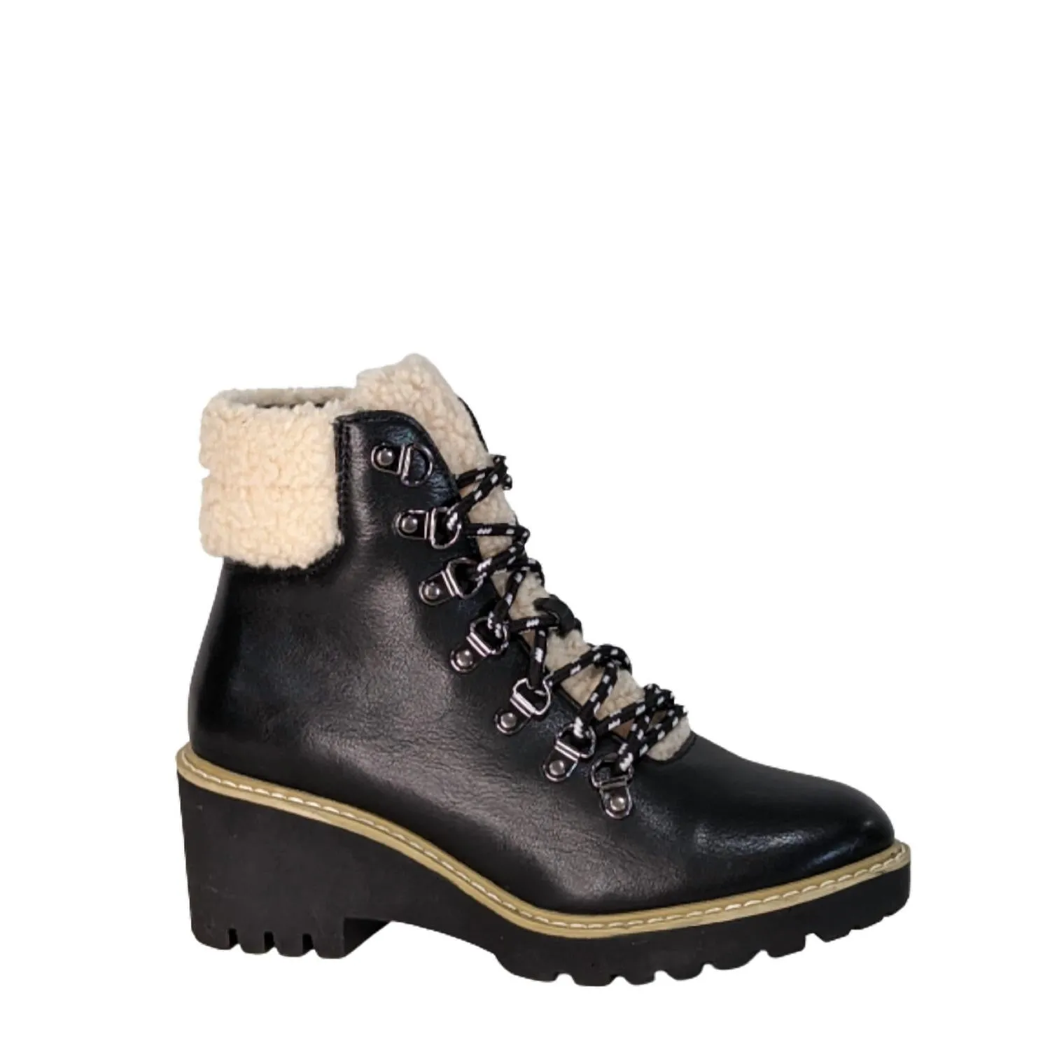 Women's Sherpa Wedge Boots In Black
