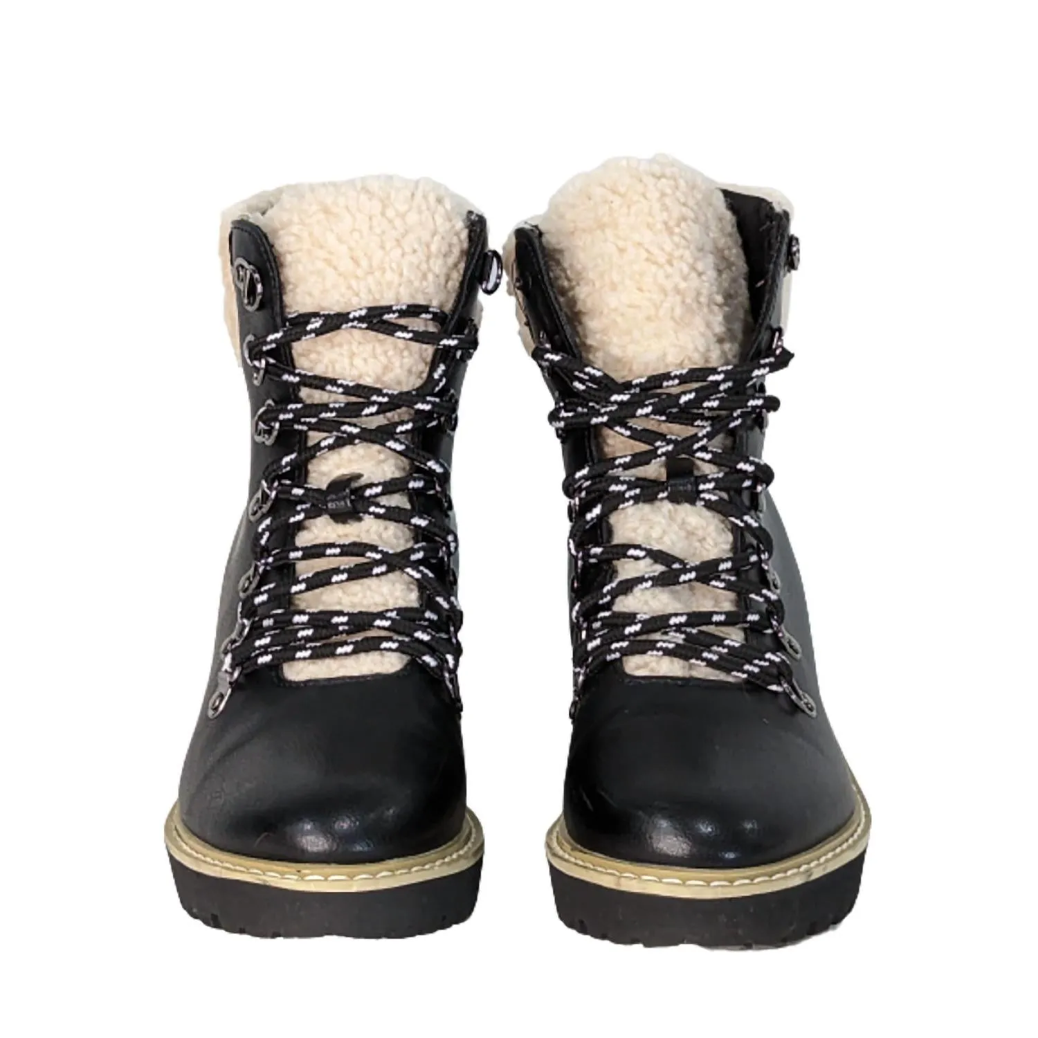 Women's Sherpa Wedge Boots In Black