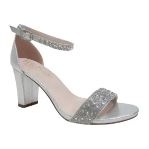 Women's Shimmer Ankle Strap Heel In Silver