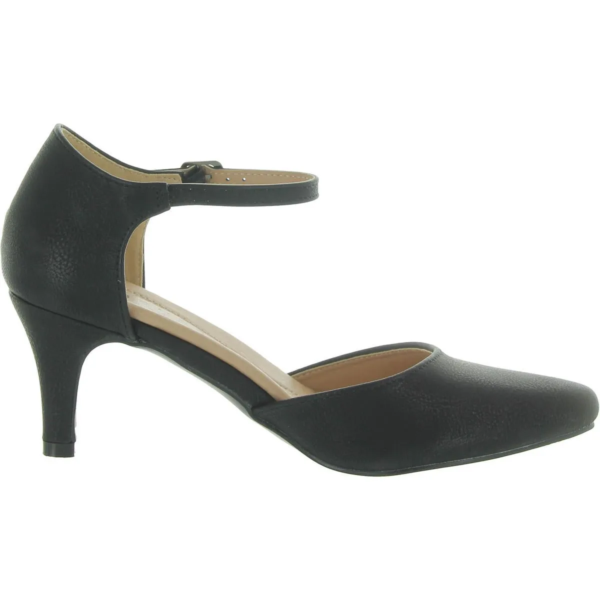 Womens Slip On Pointed Toe Mary Jane Heels