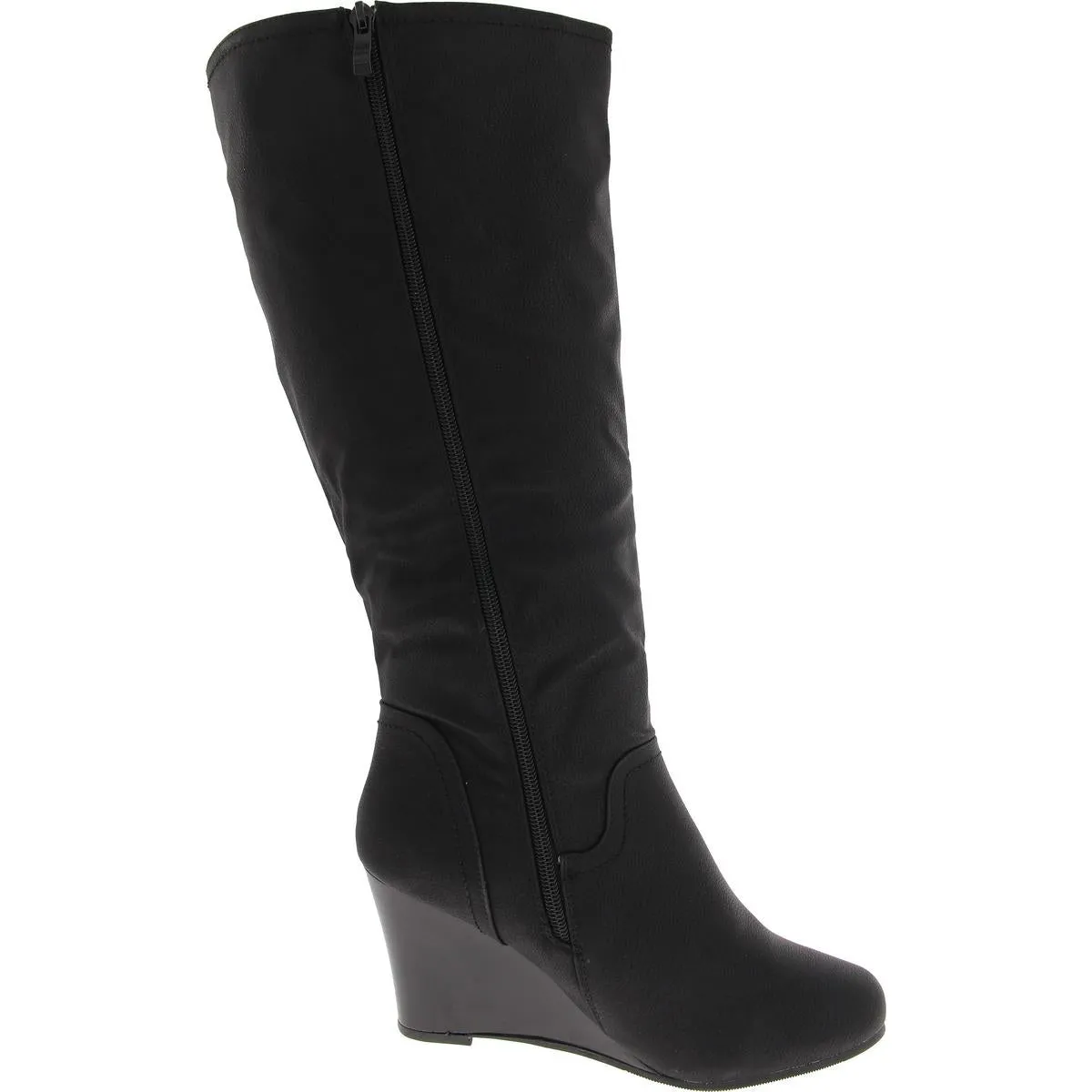 Womens Slip On Zip Up Knee-High Boots