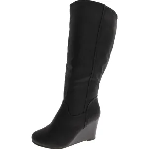 Womens Slip On Zip Up Knee-High Boots