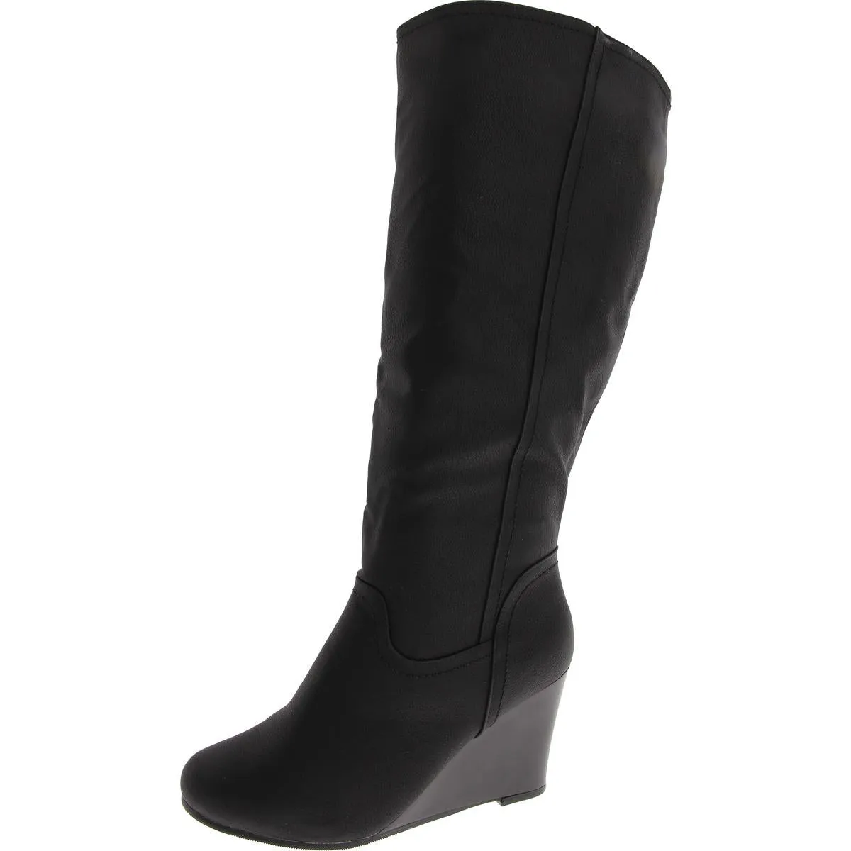 Womens Slip On Zip Up Knee-High Boots