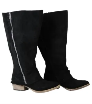 Women's Social Butterfly Wide Calf Boots In Black
