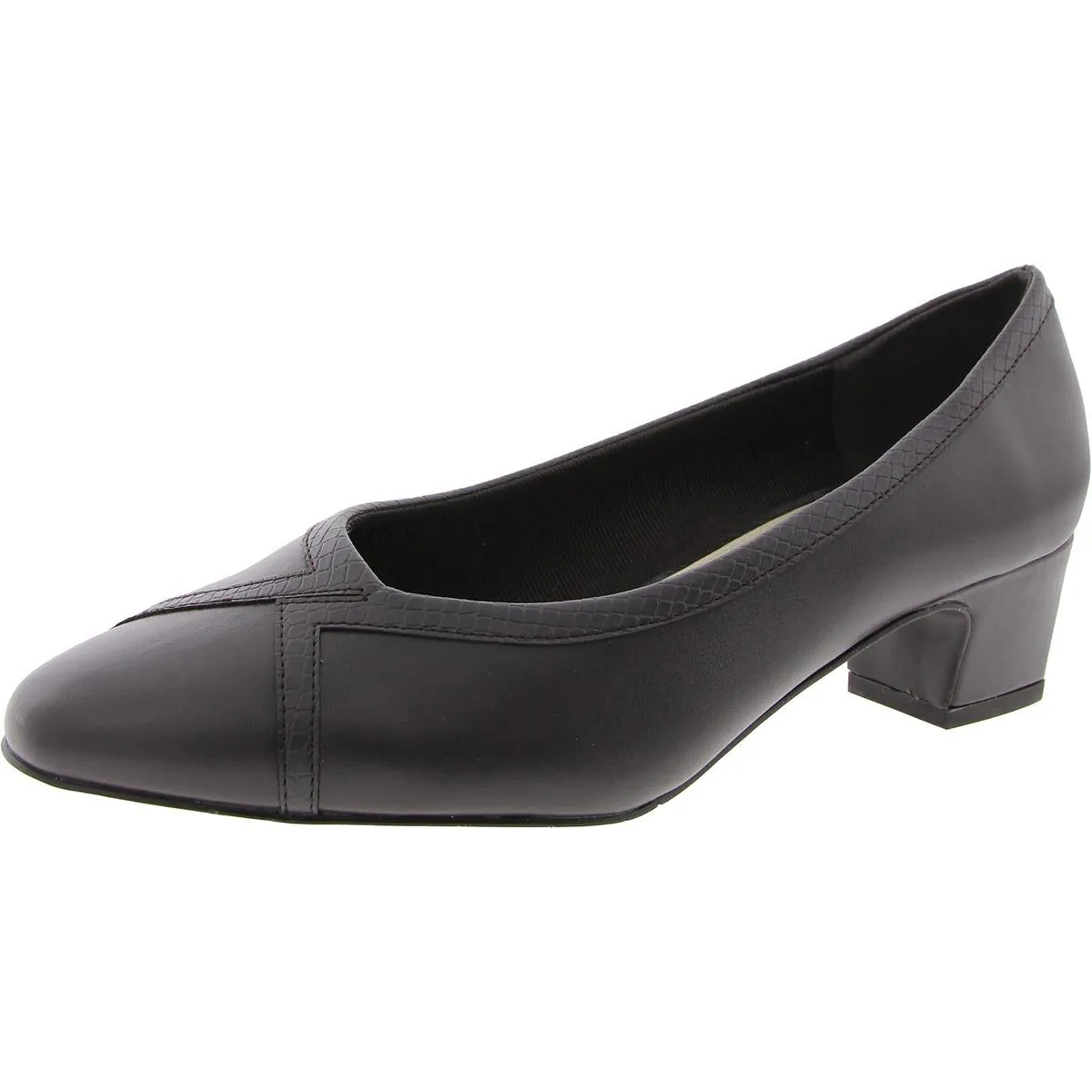 Womens Solid Leather Block Heels