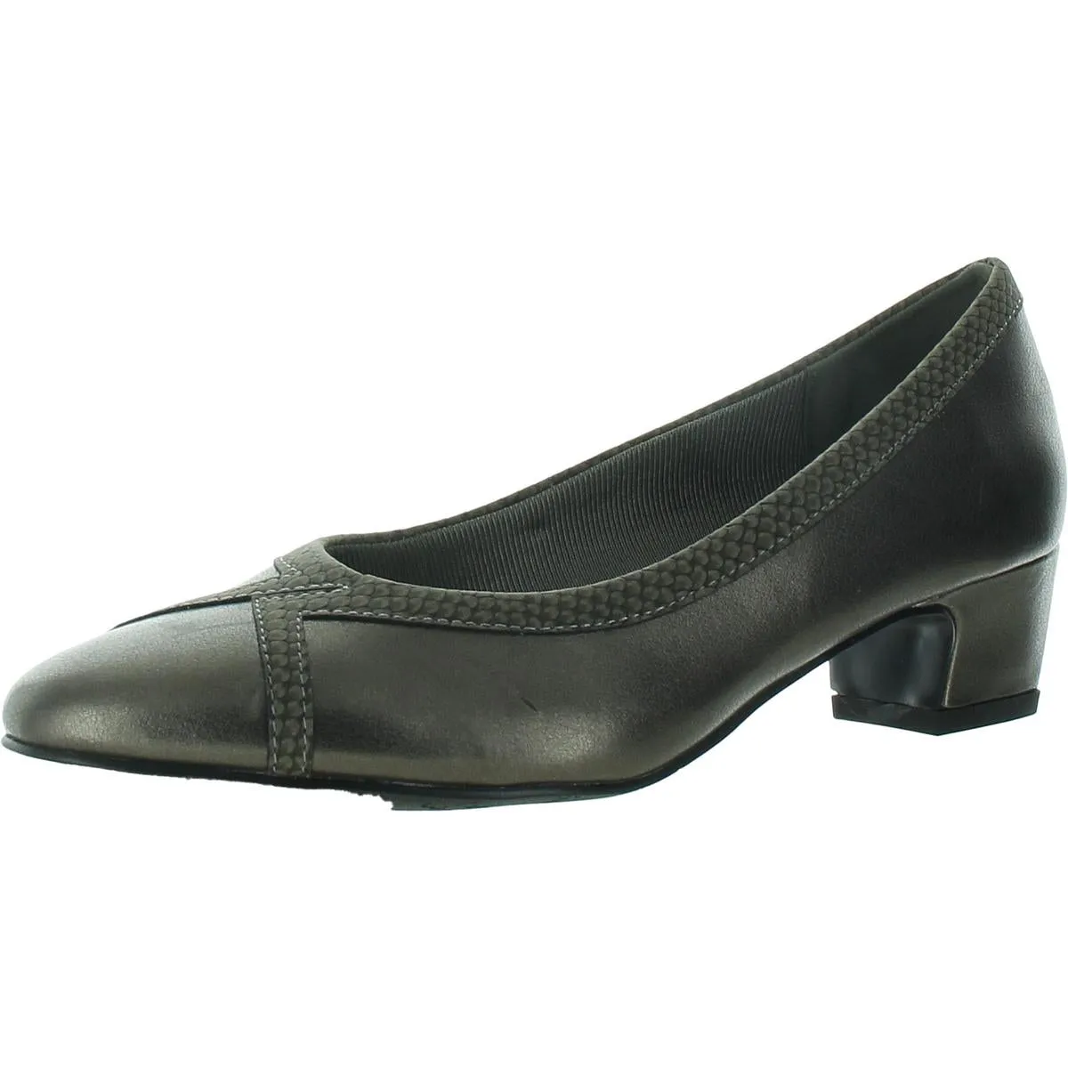 Womens Solid Leather Block Heels