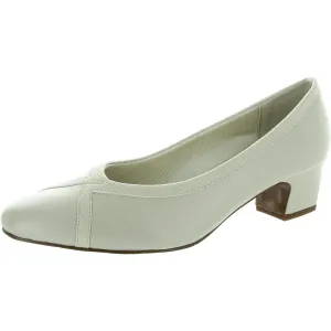 Womens Solid Leather Block Heels