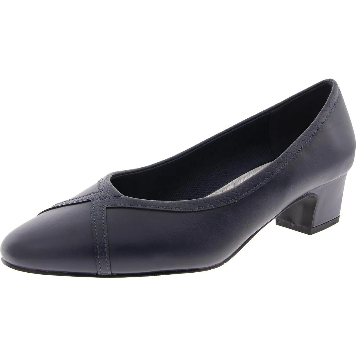 Womens Solid Leather Block Heels
