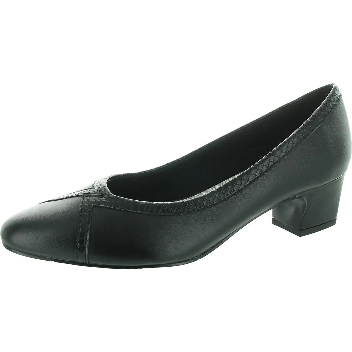 Womens Solid Leather Block Heels