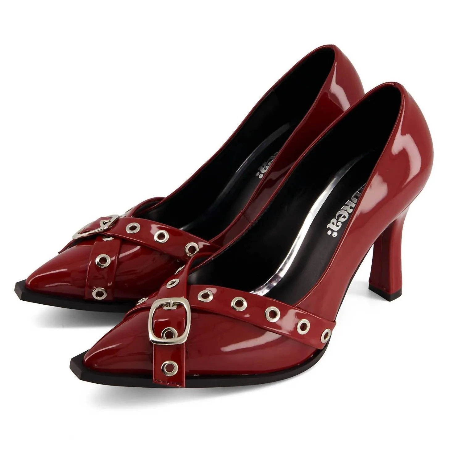 Women's Stilettos With Double Strap Ornament Pumps In Red