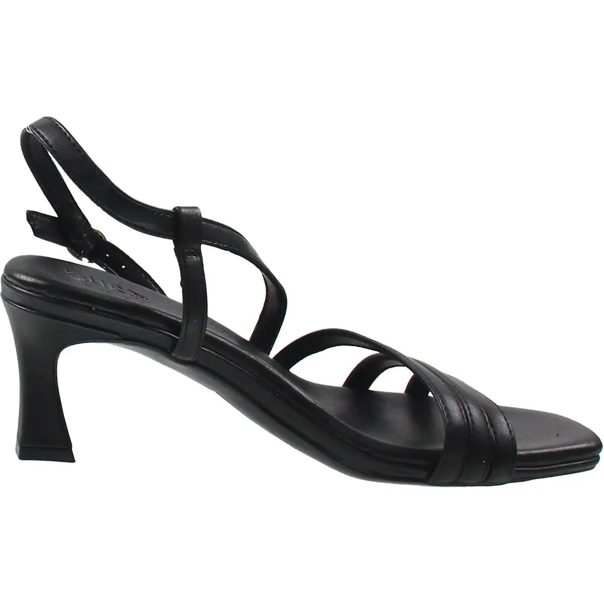 Womens Strappy Faux Leather Slide