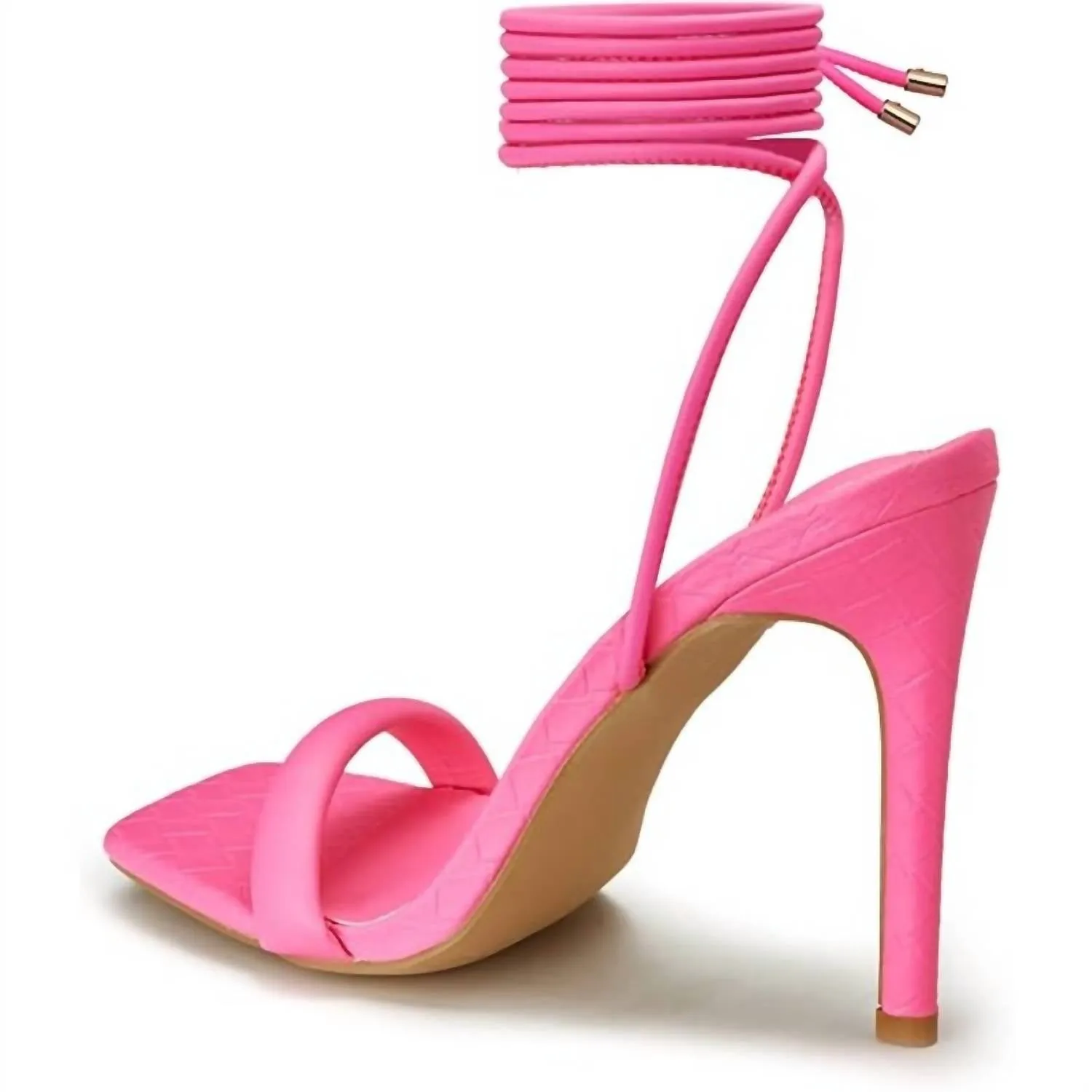 Women's Strappy Lace Up Stilettos High Heel Sandals In Hot Pink