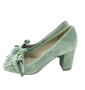 Women's Suede Leather Block Heel Shoes In Green