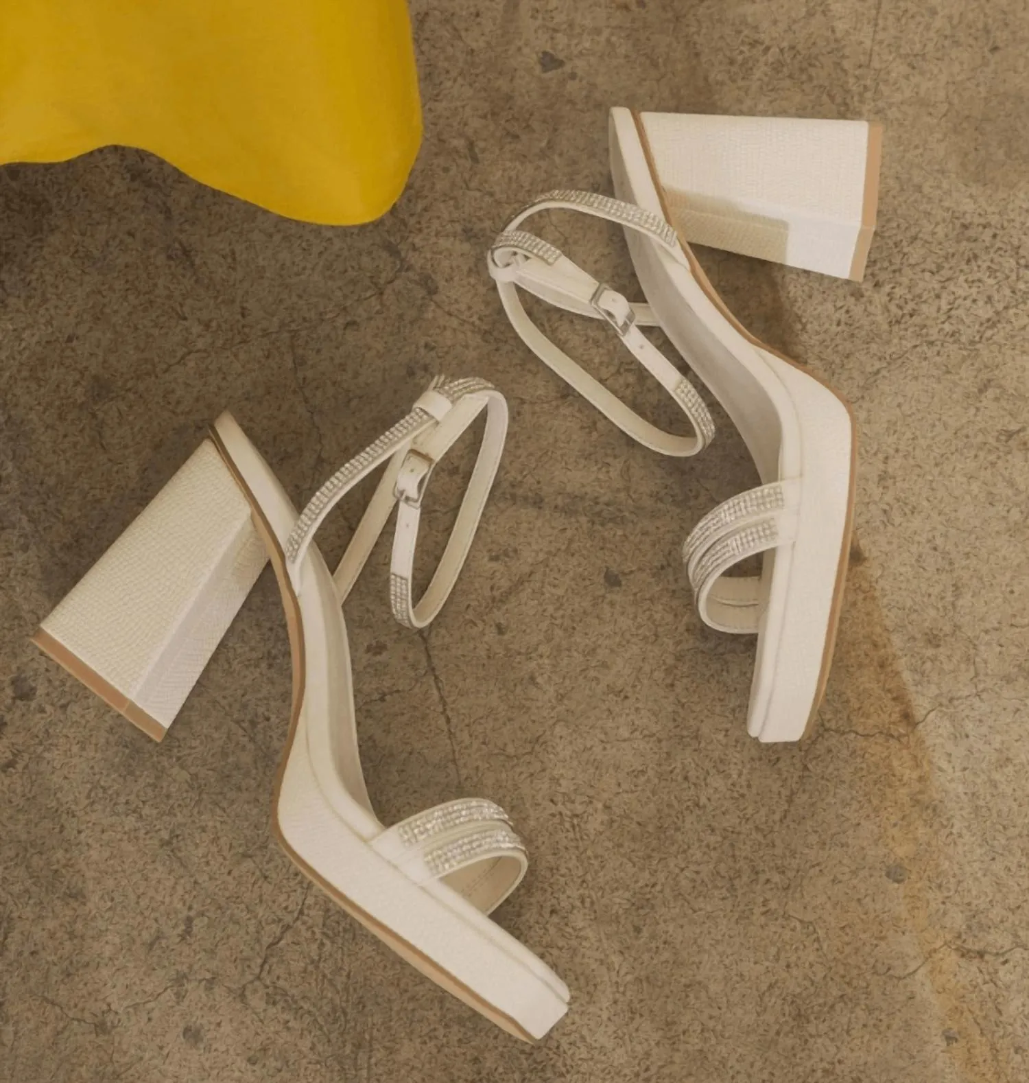 Women's Suva Rhinestone And Reptile Heel In White