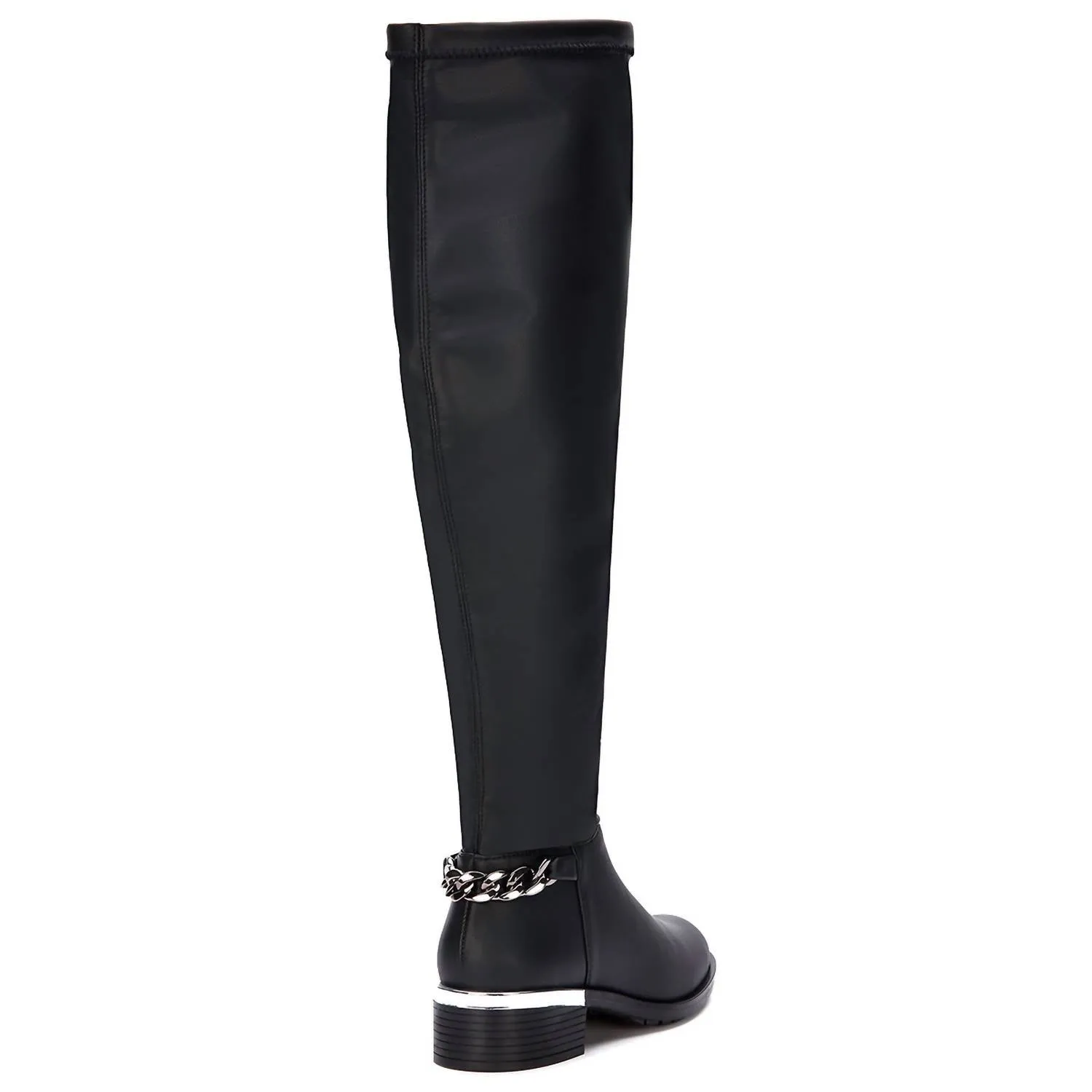 Women's Tall Riding Boots With Chain Accent In Black