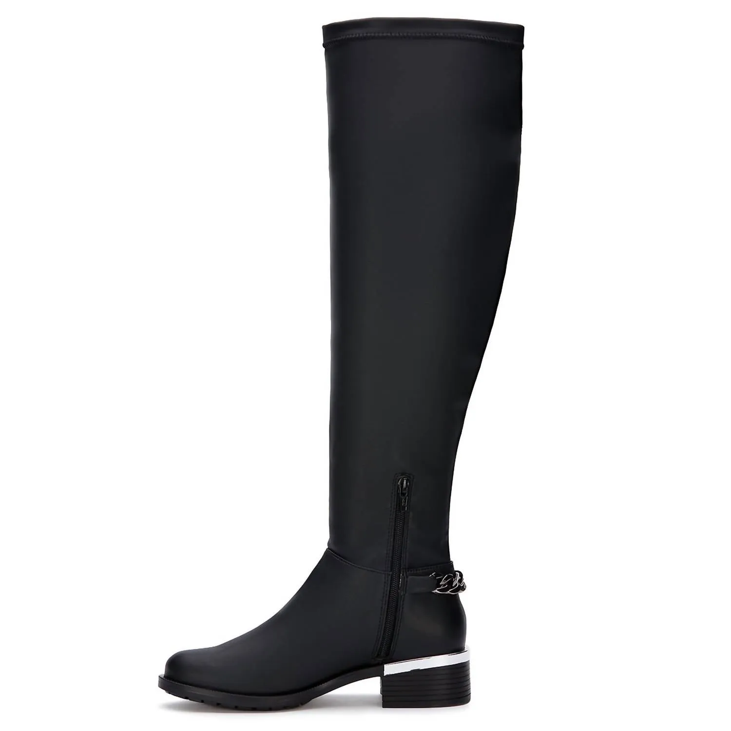 Women's Tall Riding Boots With Chain Accent In Black